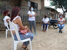 Omaira promoting the prevention and response to gender-based violence in her community in Cucuta, near the border with Venezuela.