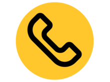 Telefonlur i svart linje på gul cirkel