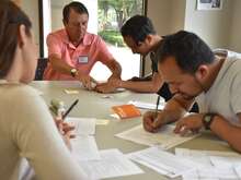 Clients complete their U.S. citizenship applications with assistance from the IRC in Atlanta's Community Integration team. 