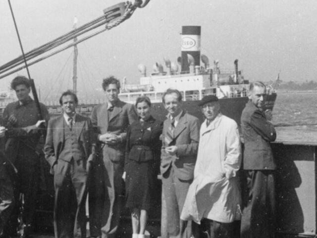 European refugees assisted by the Emergency Rescue Committee on board the 'Capitaine Paul-Lemerle,' a converted cargo ship sailing from Marseilles to Martinique, 25 March 1941.