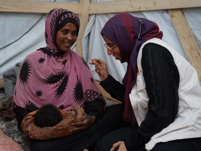 Many families, such as Hana’a and her two-month-old baby Naima, look towards Dr. Waood for support and reassurance.