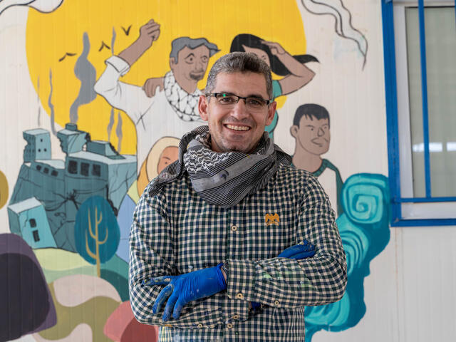 Artist Muhammad has been living in Za’atari refugee camp in Jordan with his wife and children since 2013. Jordan hosts 1.3 million refugees from neighbouring Syria.