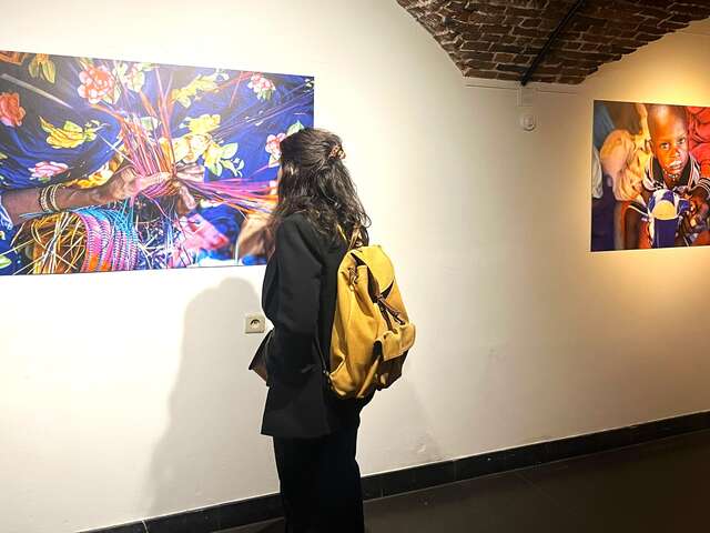 Person looking at the exhibition