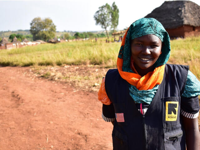 Samia stands outside her home in western ethiopia, she is a support worker for women who have faced domestic violence.