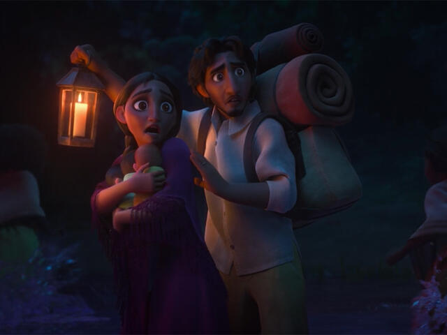 Screenshot of young Abuela Alma and her husband Pedro from Encanto