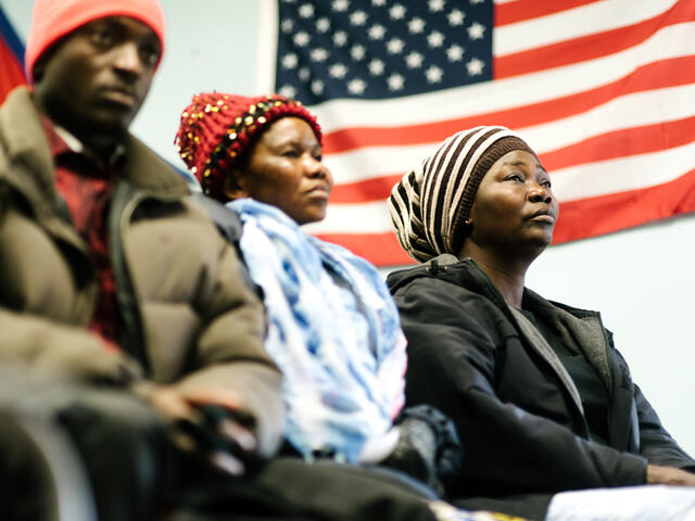 Refugee clients participate in programs inside the IRC office in Boise.