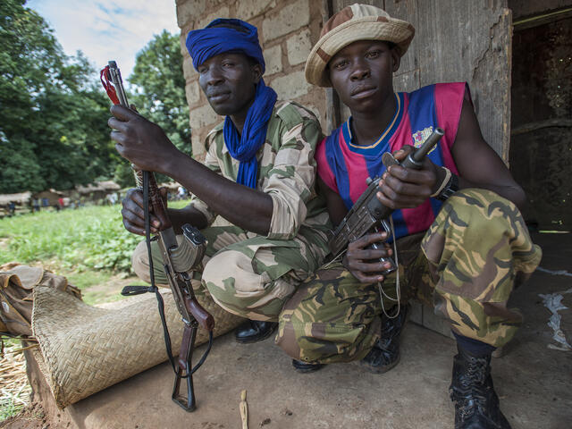 Members of the Seleka rebel militia in Kaga Bandoro