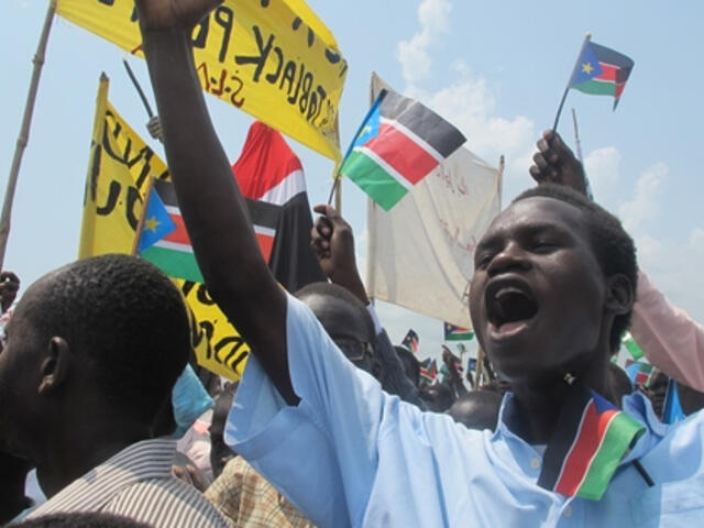 People in South Sudan celebrate their country’s independence from Sudan on July 9, 2011
