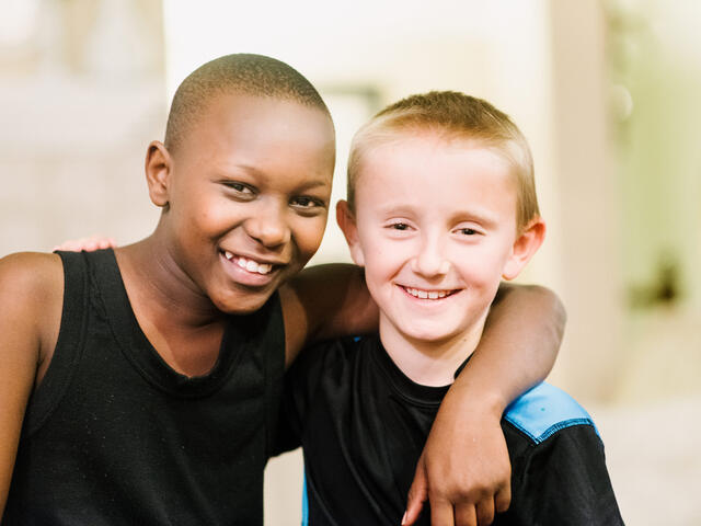 Jeff Balubwila with his friend, Caden Nash in Boise.