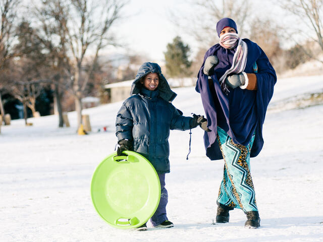 Naima with her eight-year-old son Muhammed 