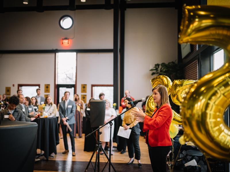 Salt Lake County Mayor Jenny Wilson spoke in support of refugee resettlement Salt Lake County Mayor Jenny Wilson spoke to the audience, expressing the importance of continued support for refugee resettlement and the International Rescue Committee