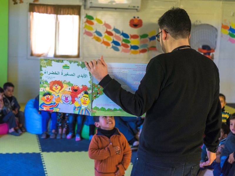 Ahlan Simsim sessions run weekly at Azraq camp and give children the chance to be children again.
