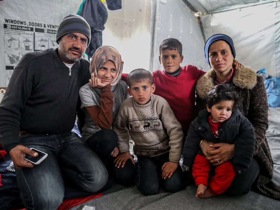 Family in winter attire