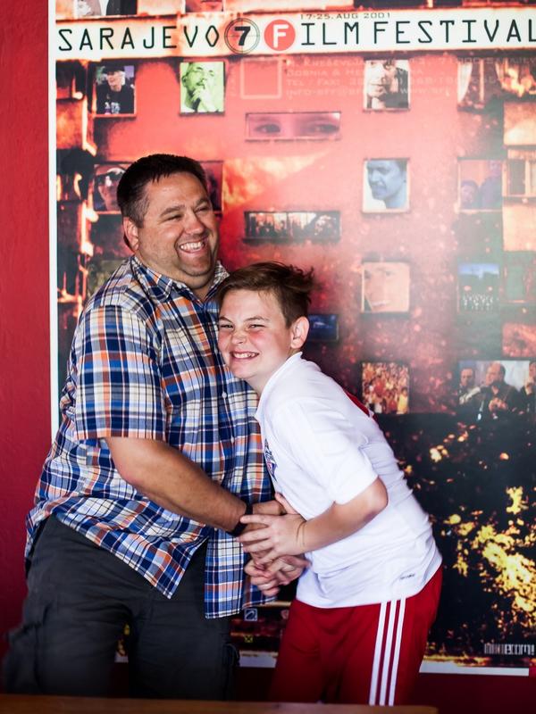 Enes, left, with his teenage son Ismet. Enes with his teenage son Ismet.