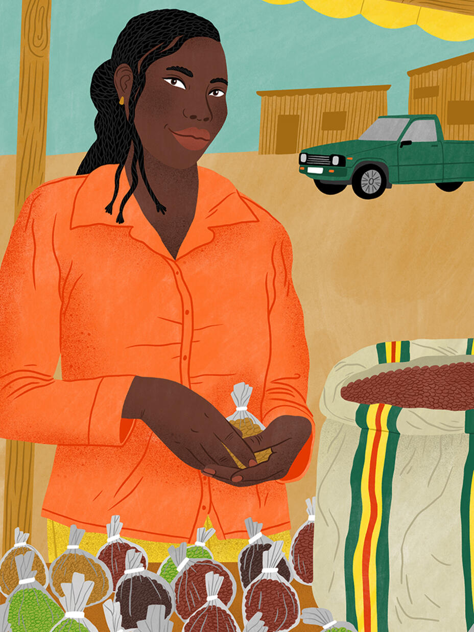 Laraba mit Bohnen in Nigeria Illustration