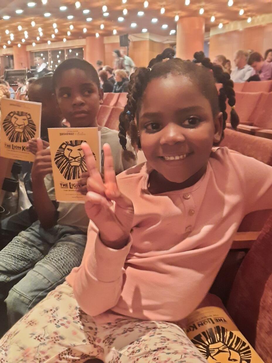 Kids from refugee background attend Broadway at the Eccles Theatre.