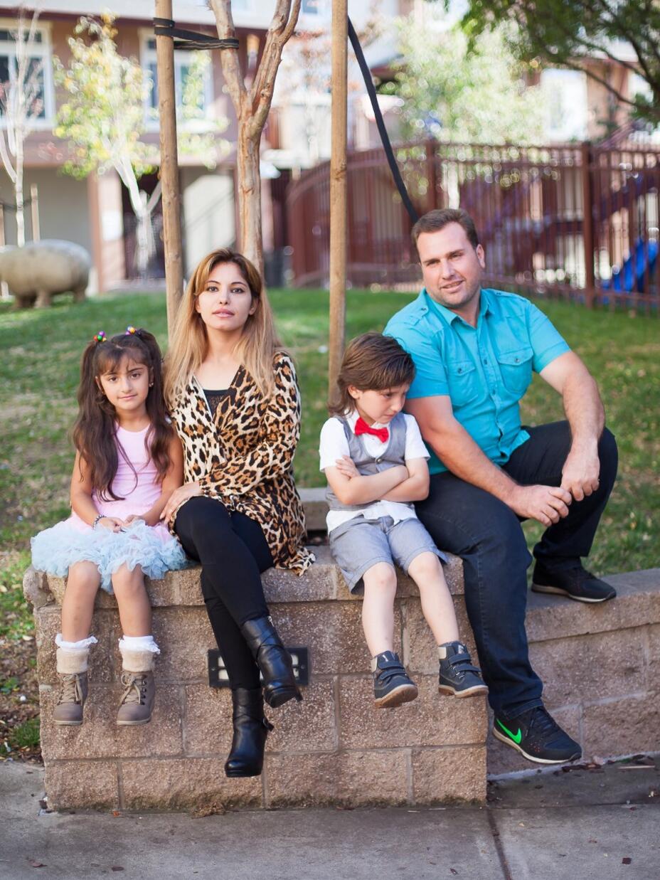 The Alobaidi family outside their home in Oakland.