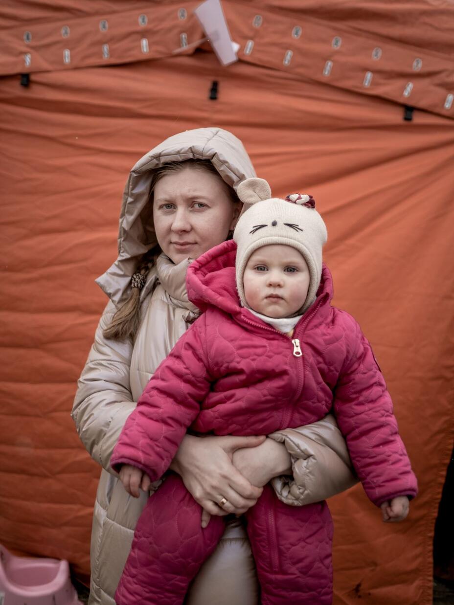 Ukrainian mother and child in Poland