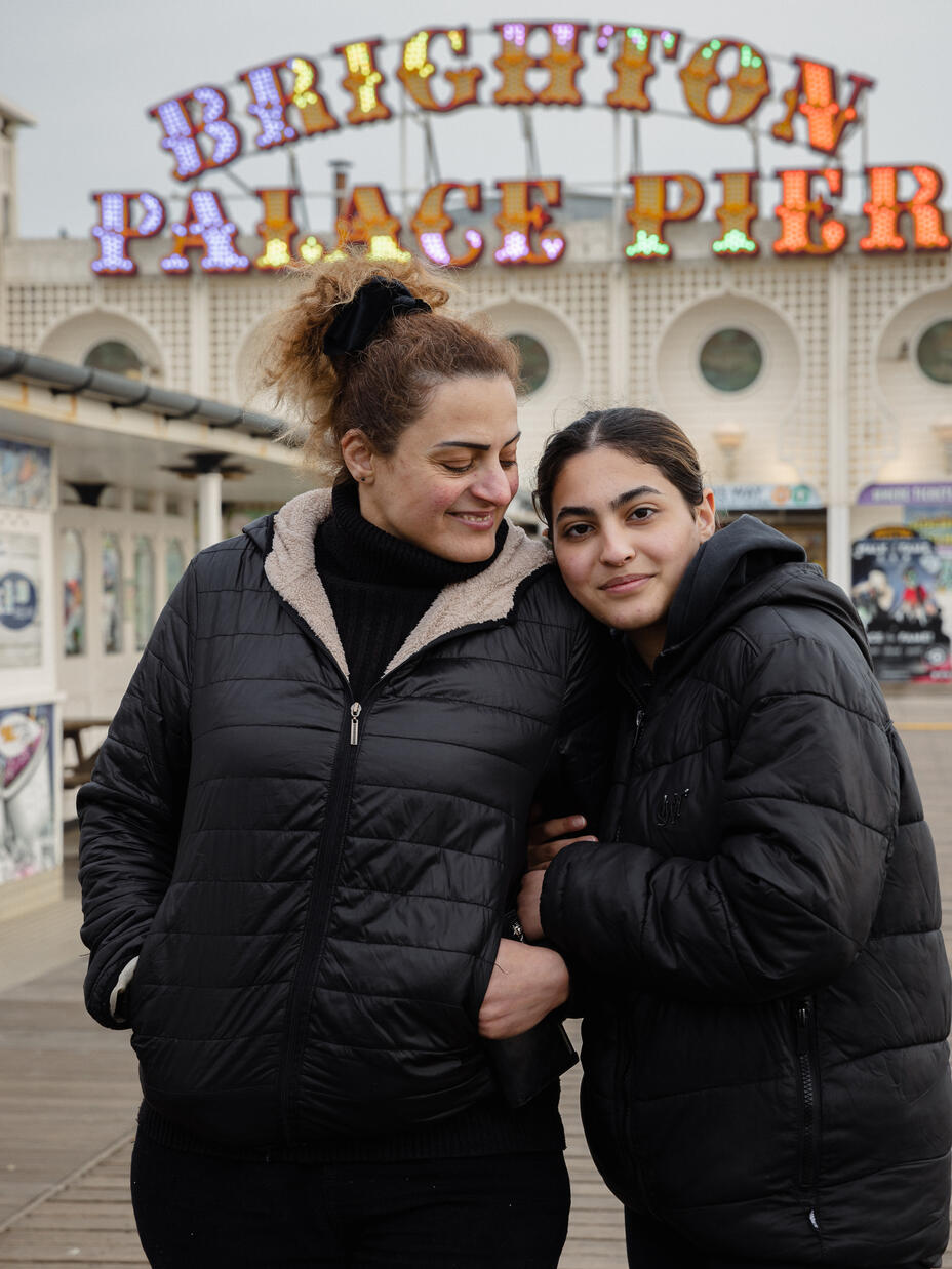 Chadia and her daughter Nour on Brighton pier