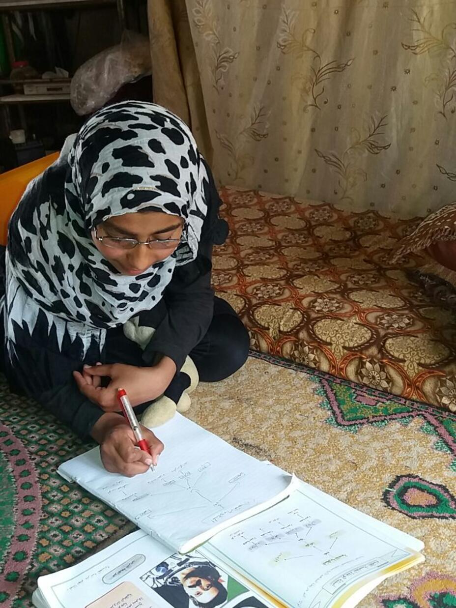 13-year-old Nada takes part in several afterschool activities run by the International Rescue Committee in northern Syria where she struggled to cope with trauma after being forced to flee her home.