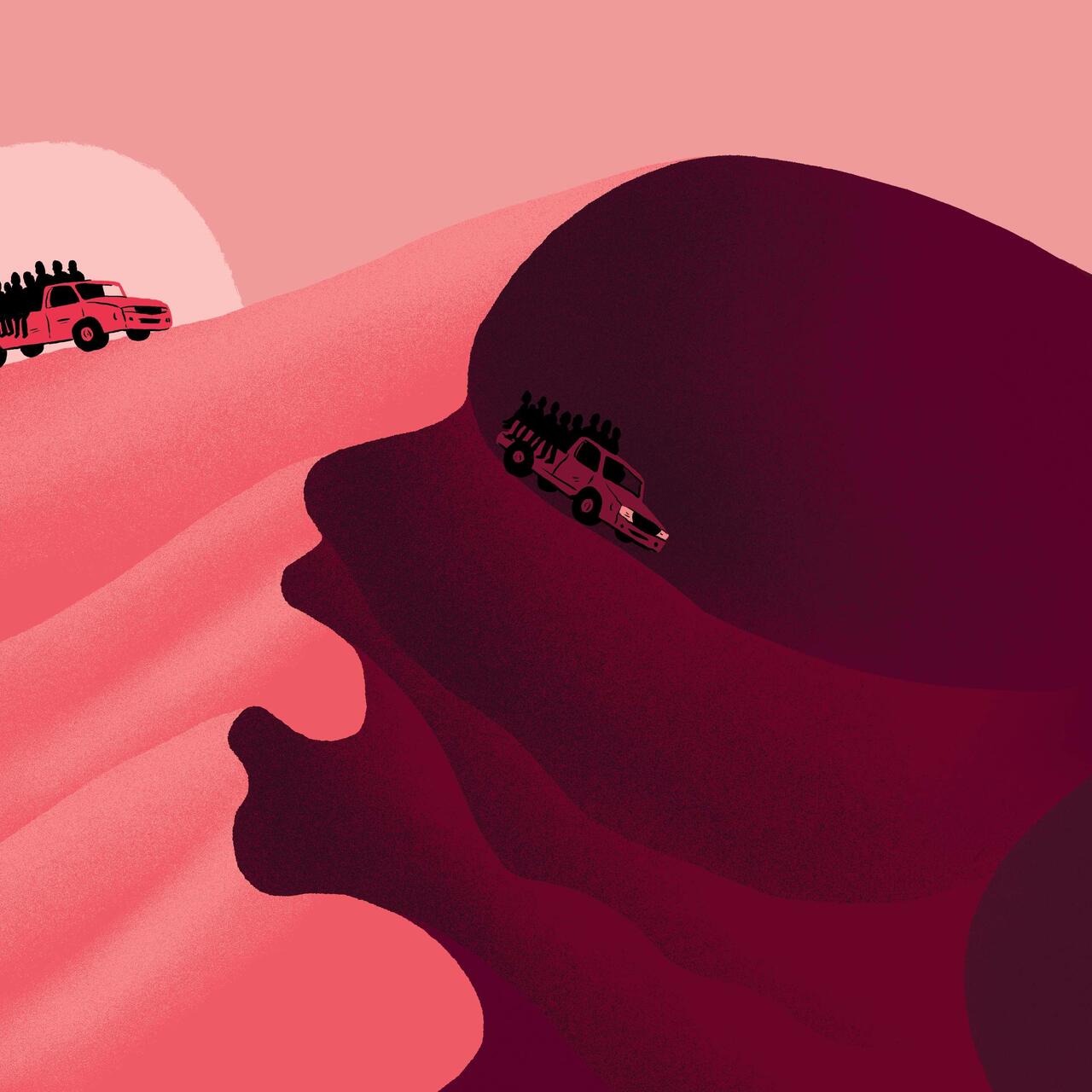 Paul Blow illustration about desert journey in Sahara Niger