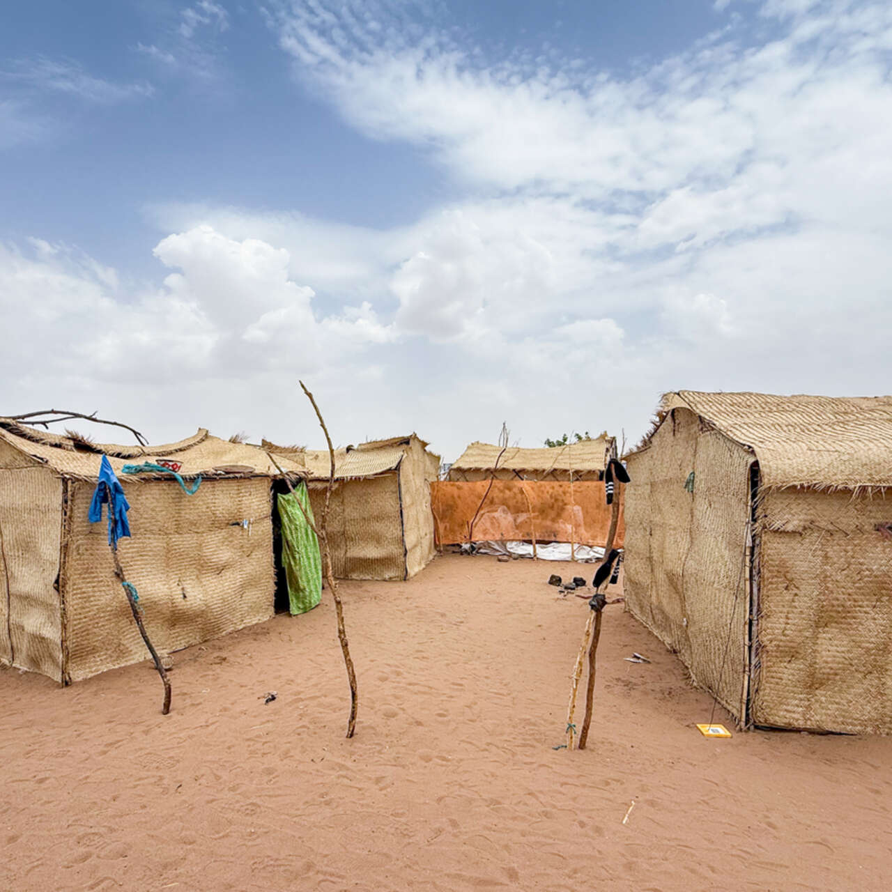 Pictured here are newly constructed shelters in Tawila, Northern Darfur, Sudan, that were constructed after previous shelters were destroyed in a fire.