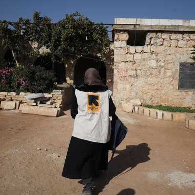 A member of the International Rescue Committee, in Aleppo countryside, Syria.