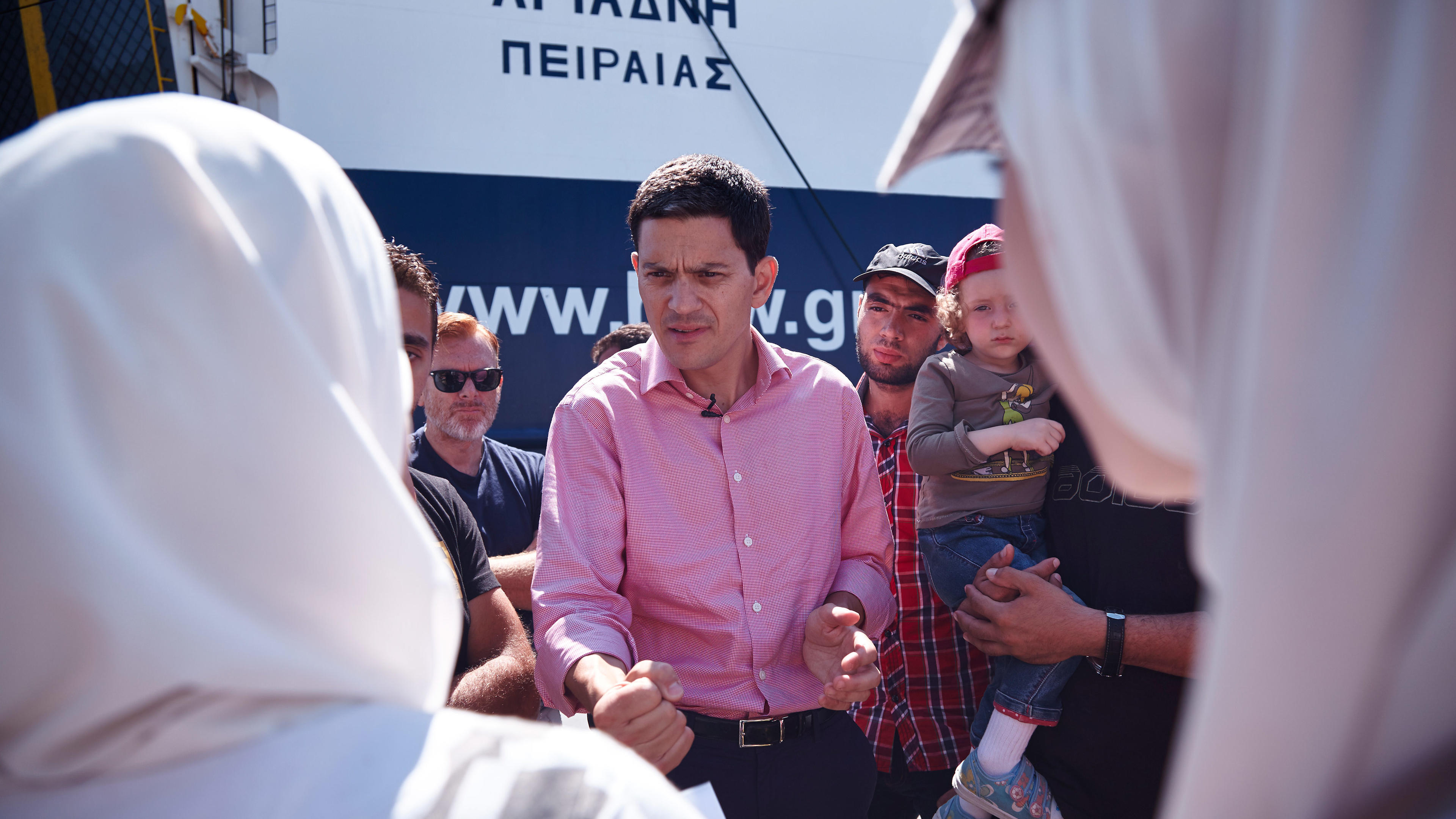 David Miliband meets refugees