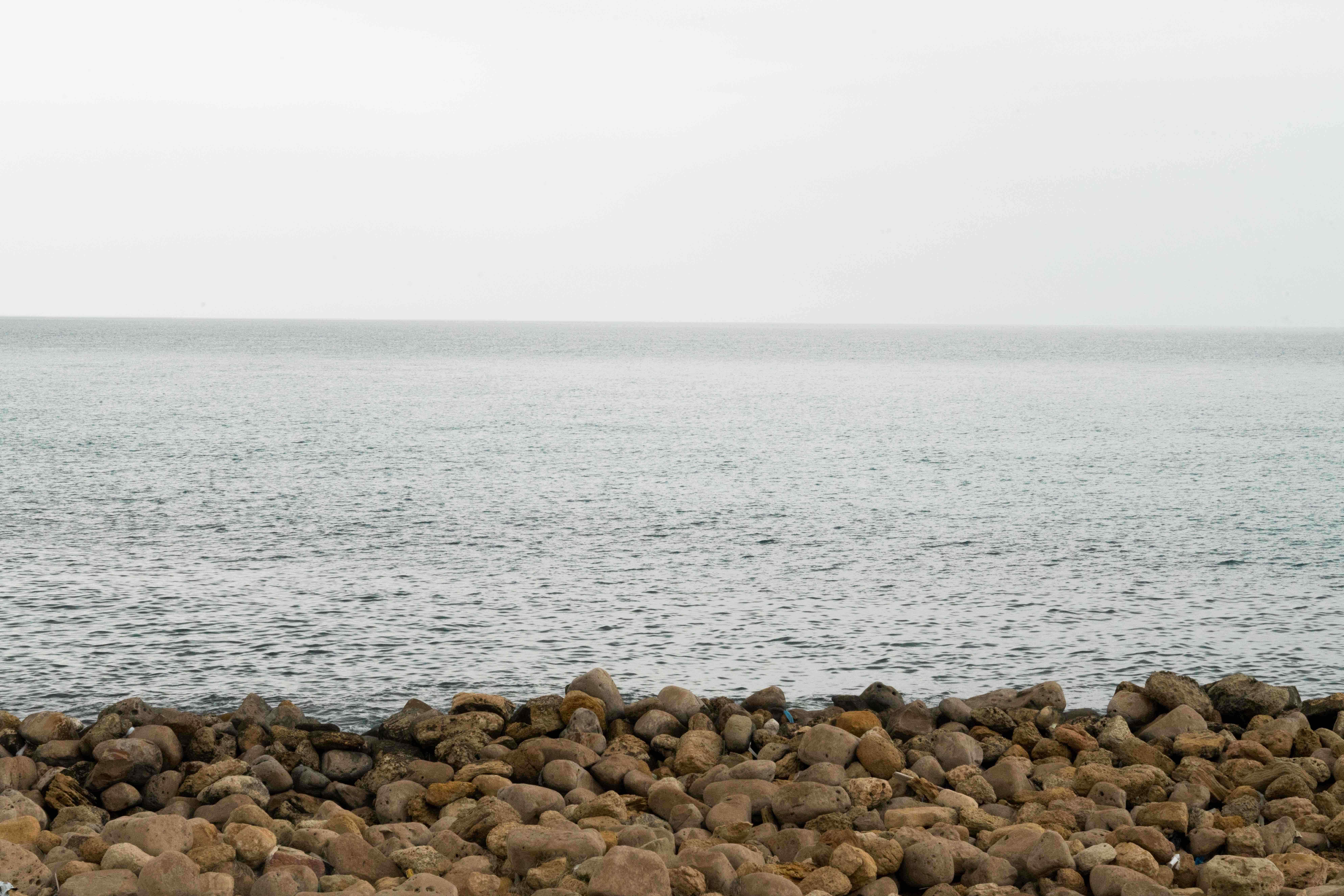 Looking out across the Mediterranean Sea from outside of Khoms, Libya