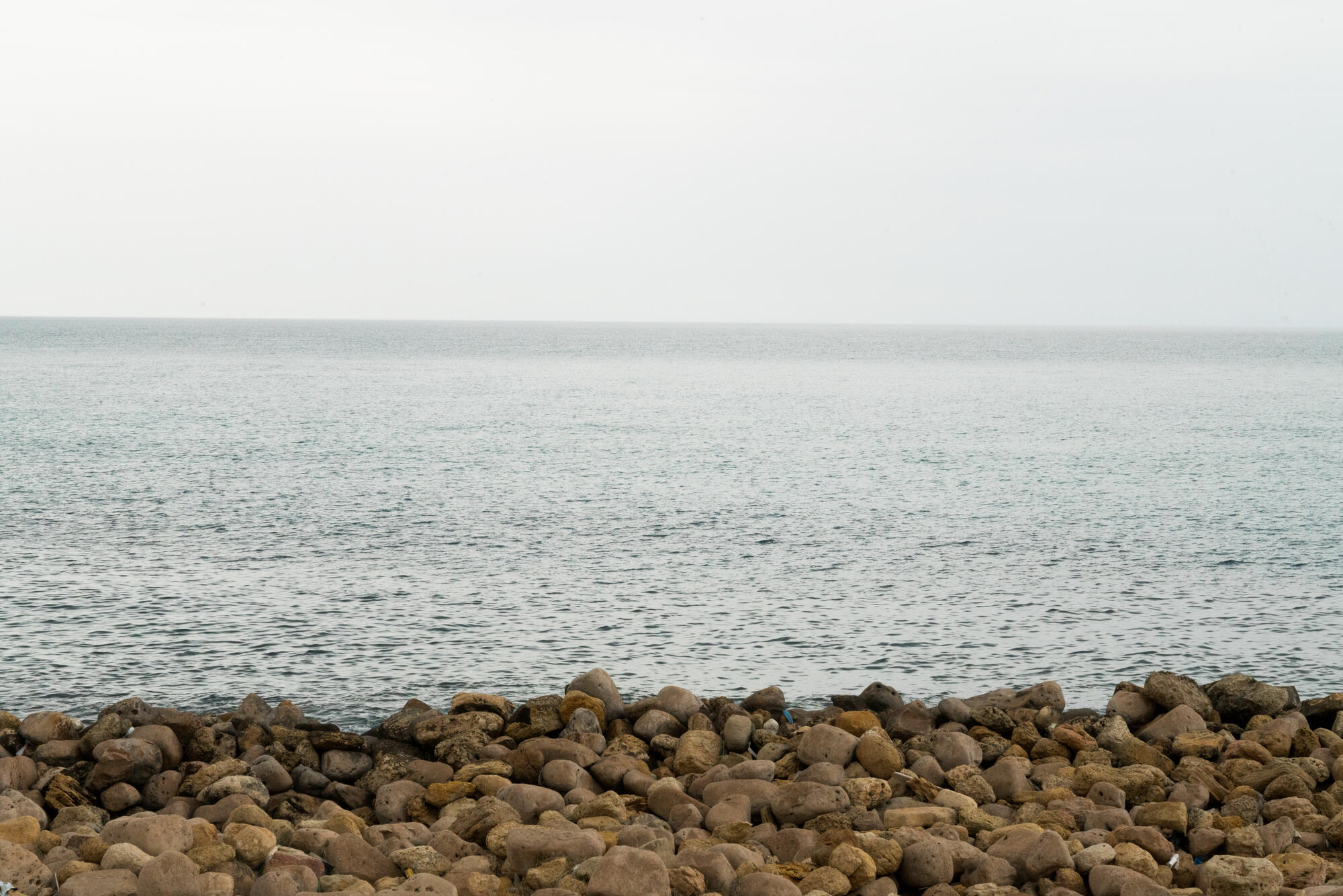 Looking out across the Mediterranean Sea from outside of Khoms, Libya, March 27, 2019.