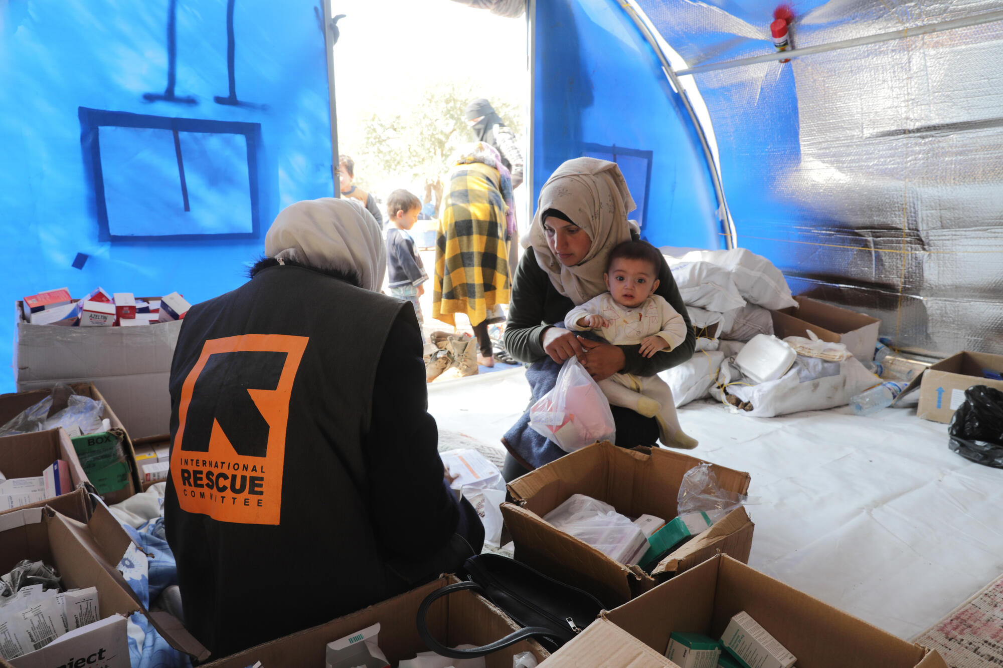 Hannan’s family is treated by an IRC medical health team in Syria after the earthquake