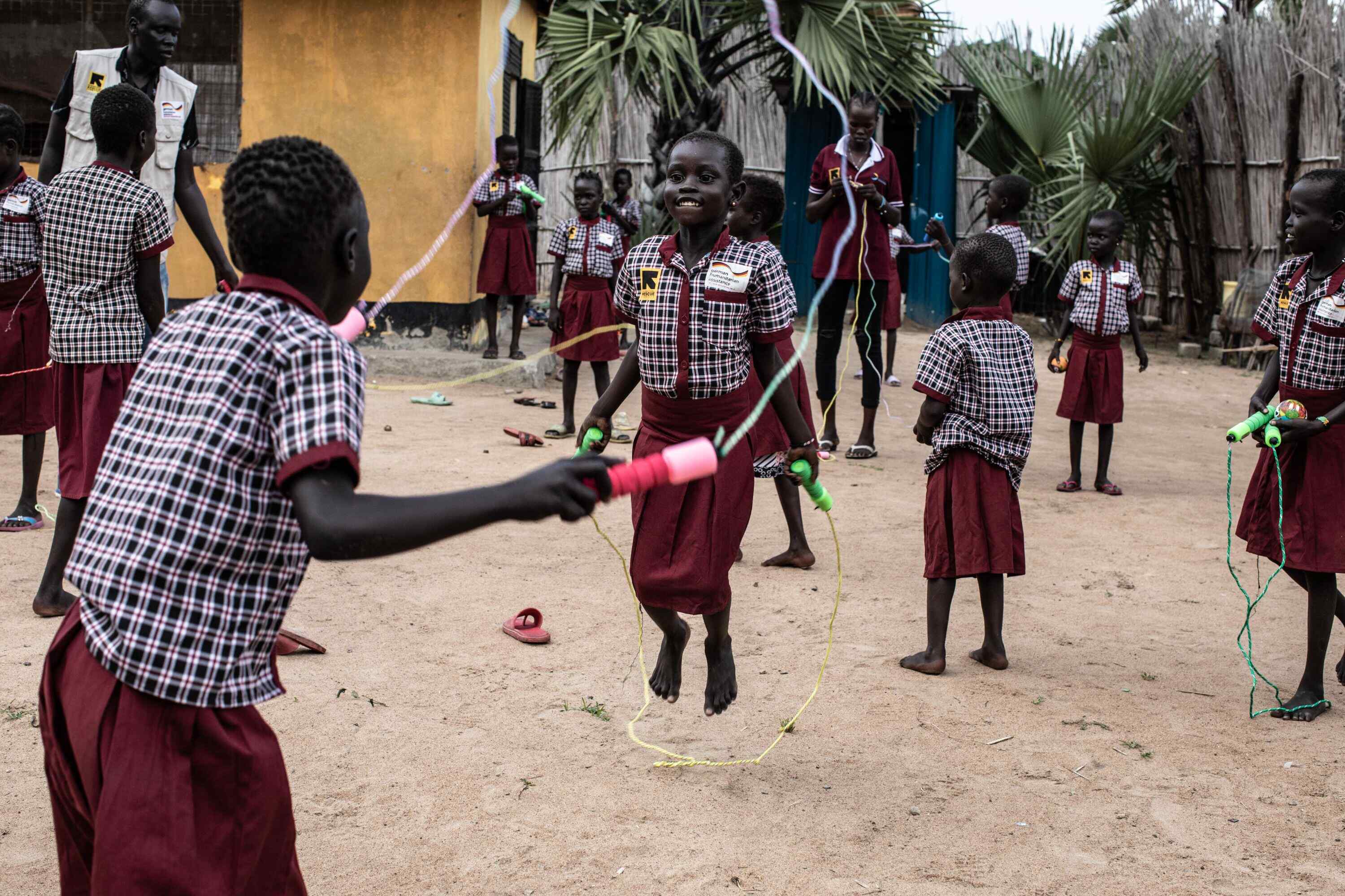 Children play at an informal education programme set up by IRC in South Sudan