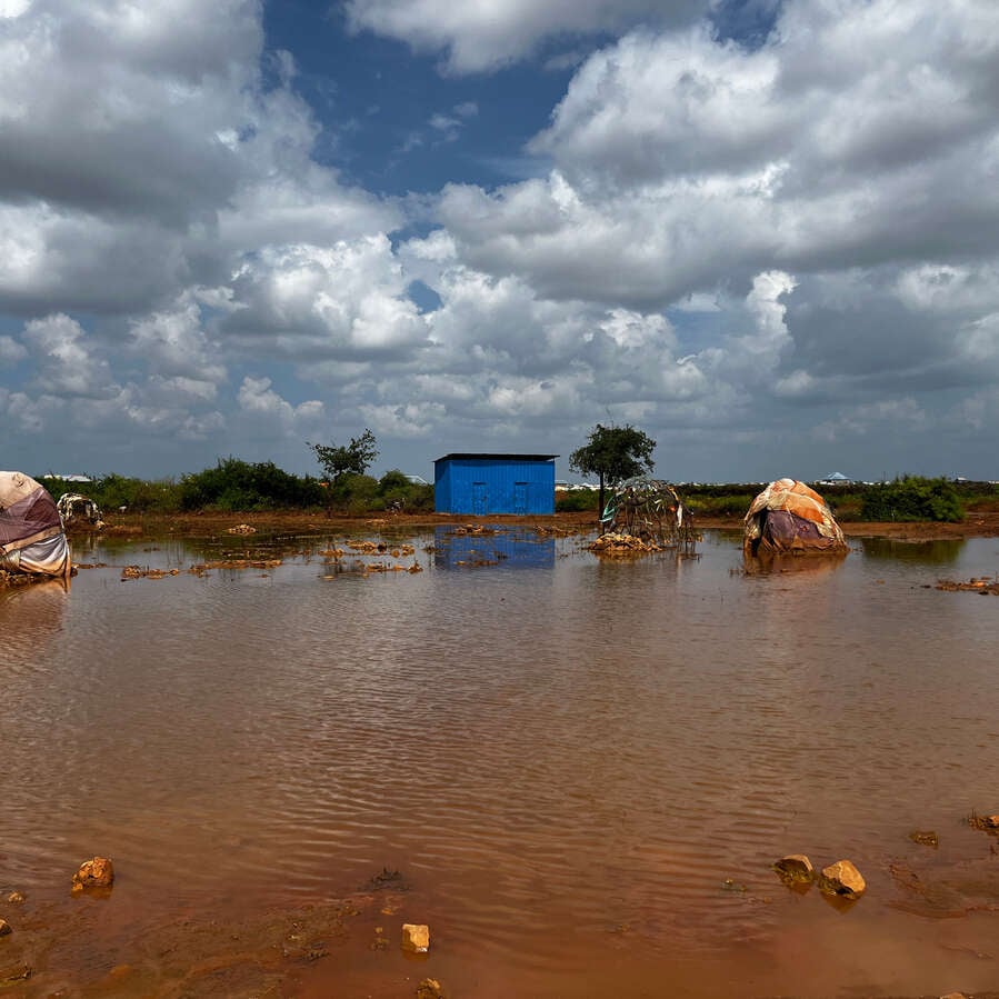 In November 2023 flooding destroyed numerous makeshift homes and critical infrastructure in Ban Edad IDP camp in Baidoa, Somalia.