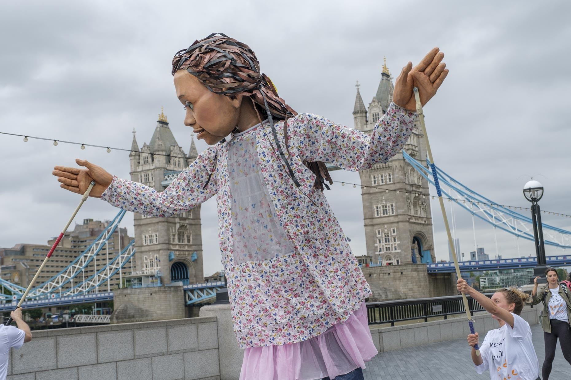 Little Amal at Tower Bridge