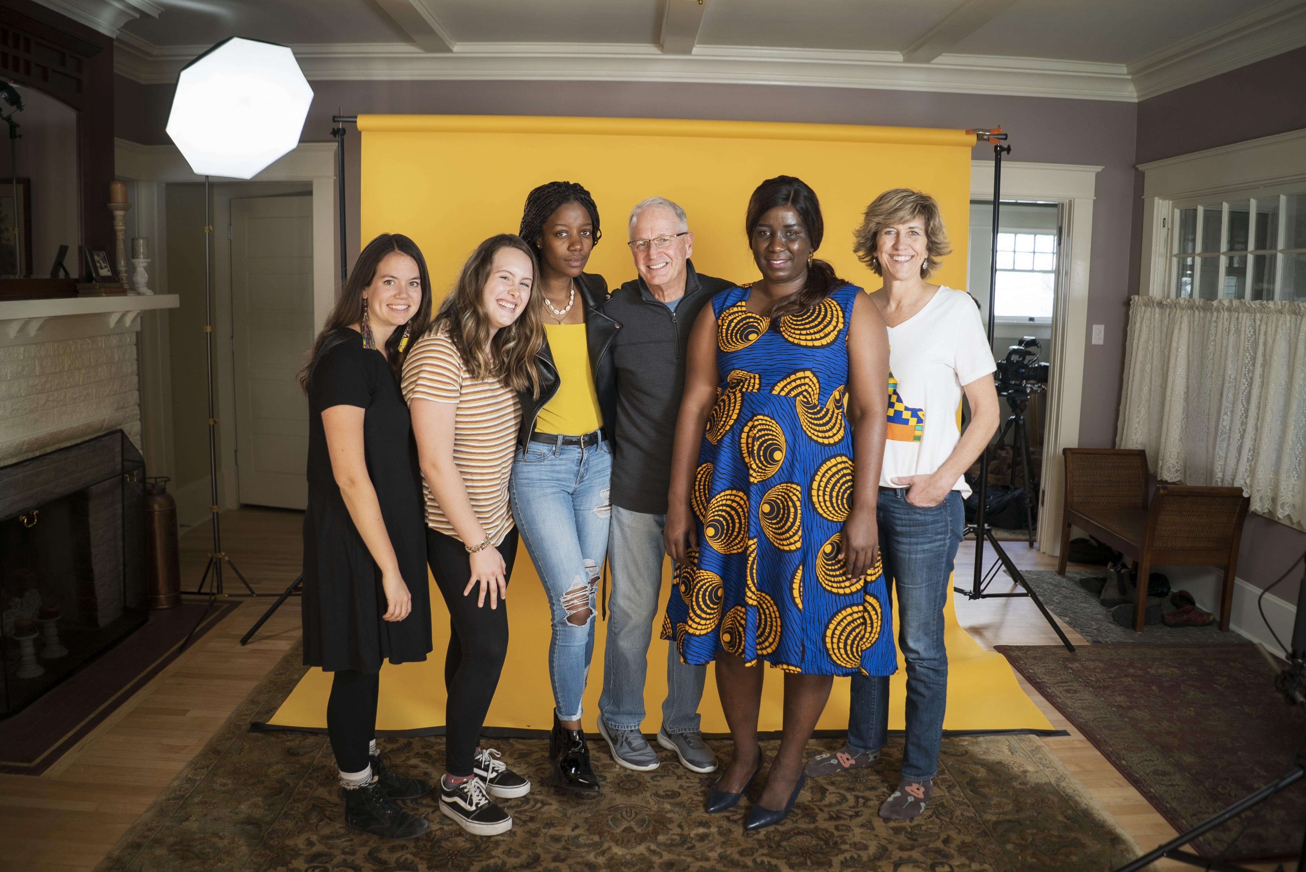 Jacqueline Uwumeremyi, center-right, was resettled by the IRC in Boise, Idaho