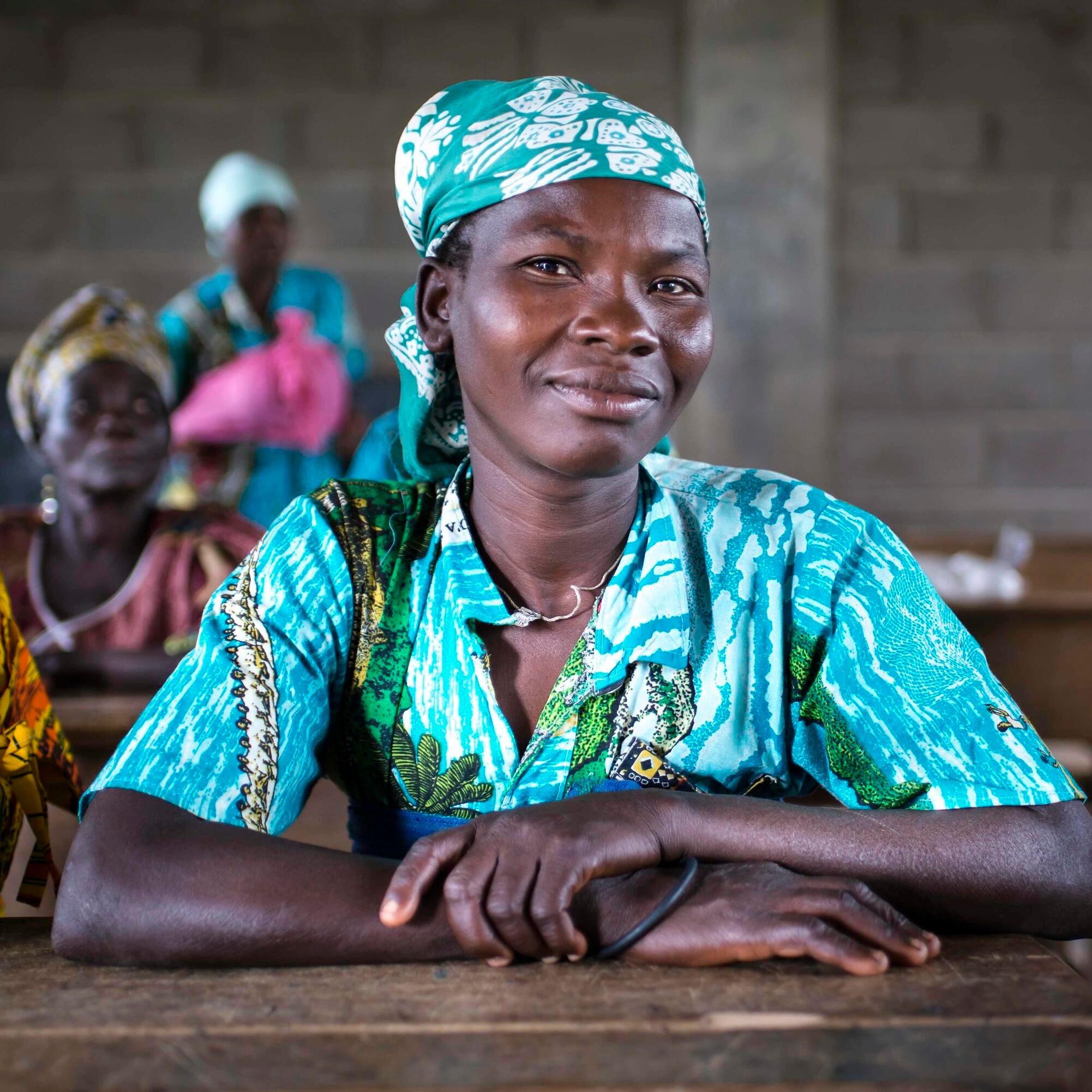 A woman in a classroom in Central African Republic.