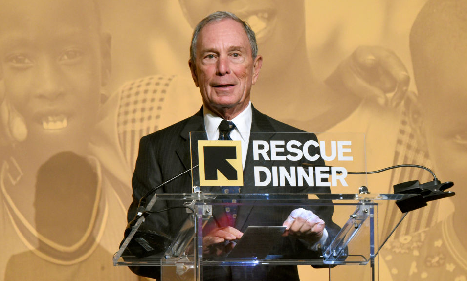Michael Bloomberg at the podium, accepting the IRC's 2017 Rescue Dinner in New York on Nov 2, 2017