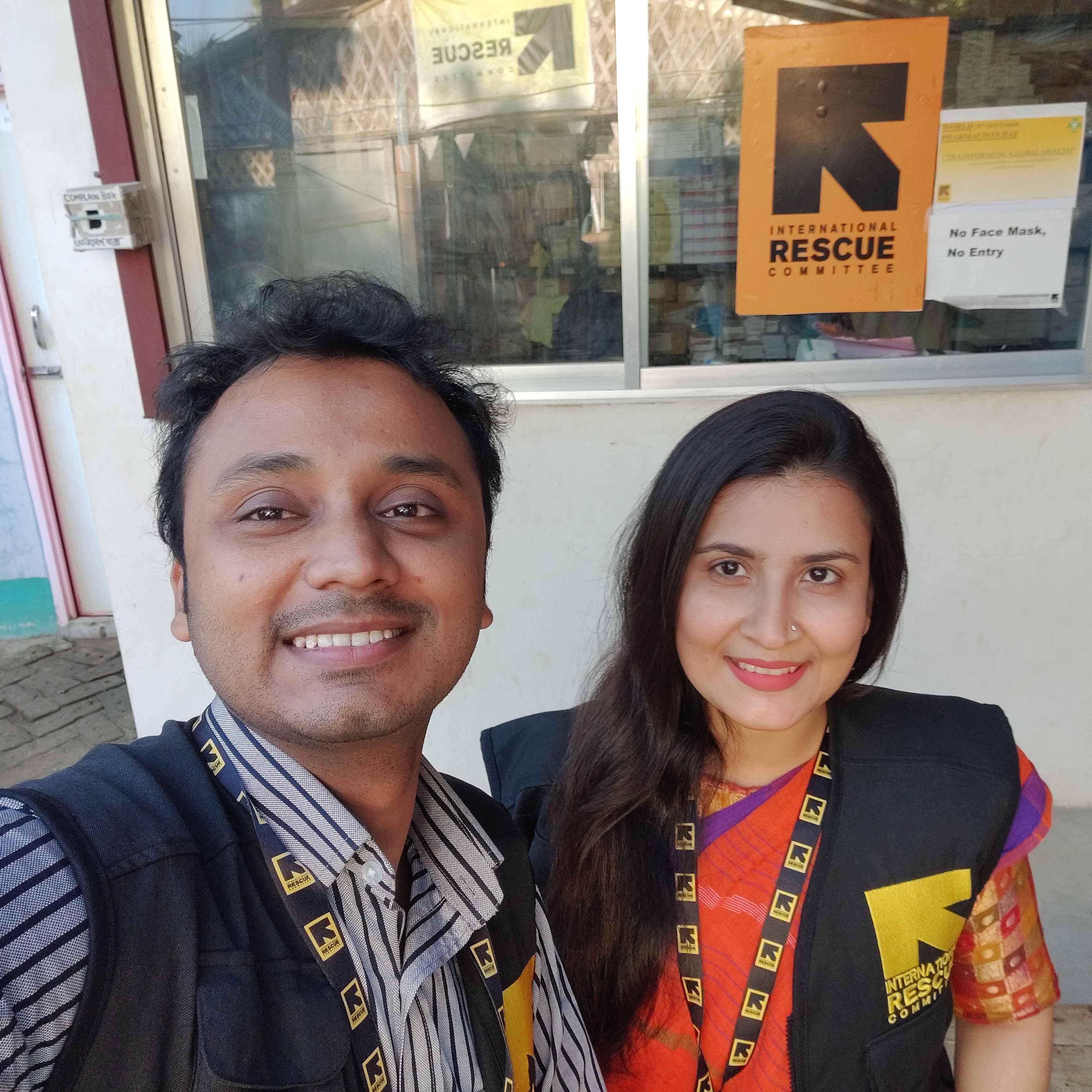 Selfie of Dr Muminul Haque Munna and Dr Ramima Afrin Pinky who work for the IRC in Bangladesh