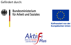 Logo des Bundesministeriums für Arbeit und Soziales, der Europäischen Union, sowie des Programms "Akit(F) Plus"