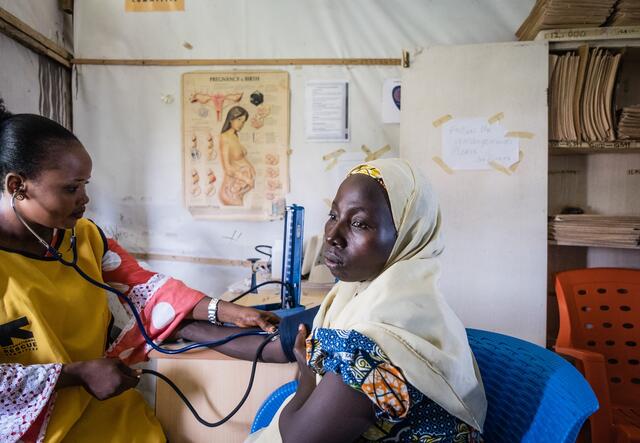 Ruth measuring the blood pressure