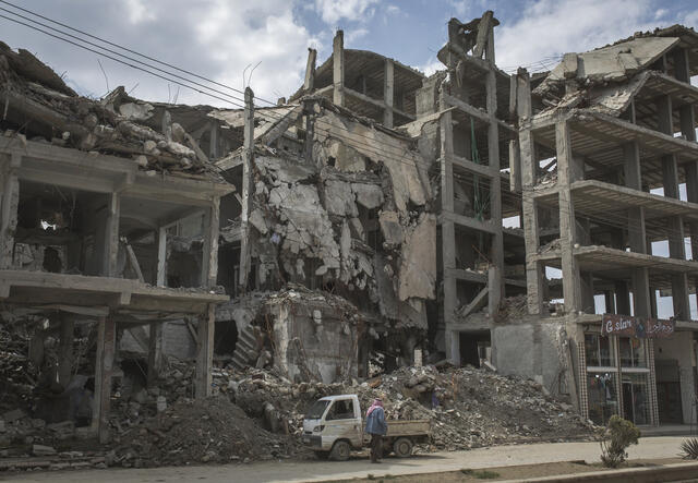 Destroyed buildings in Raqqa.