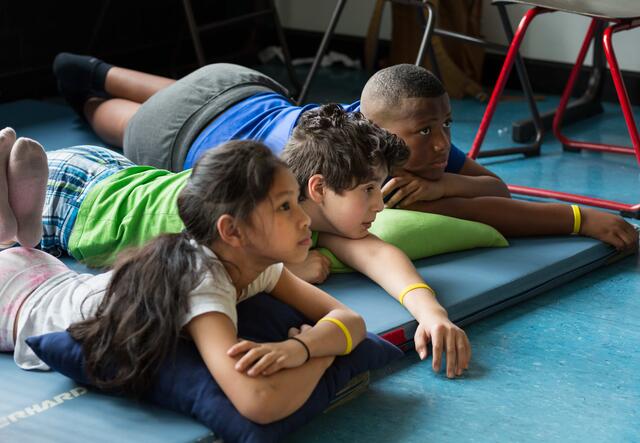 Newly-arrived migrant children in the classroom in Essen, Germany