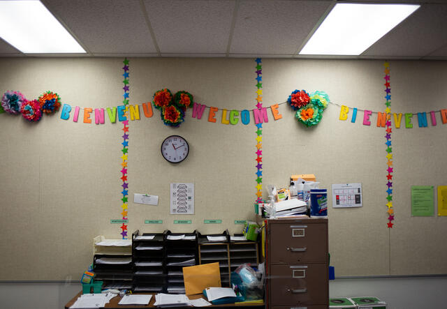 Welcome sign in room.