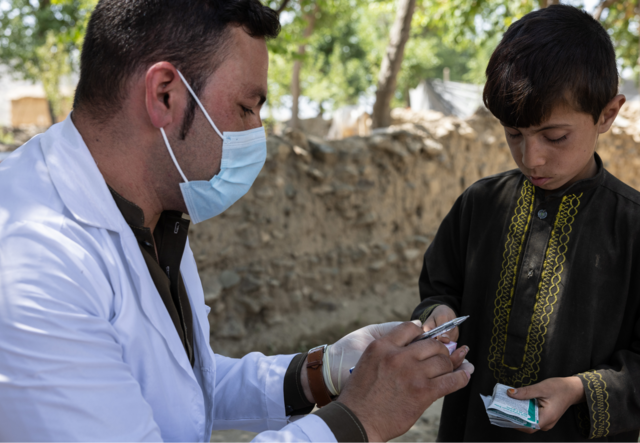 IRC Pharmacist Khalil Ahmad, 28, is distributing medicine to patients injured during the 5.9 earthquake that struck Afghanistan's remote Paktika province