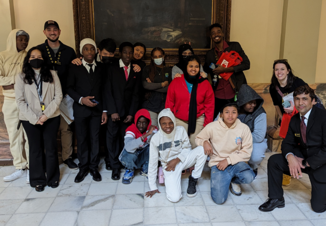 The IRC in Atlanta's Youth Futures students gathered for a group photo.