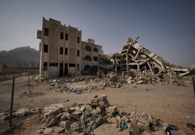 School building destroyed by missiles.