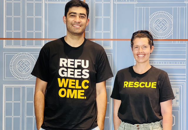 The IRC in Phoenix's Mental Health Specialists, Shahanshah and Marli,  pose for a photo.