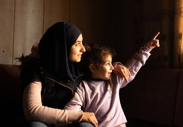 Ala'a and her 5-year-old daughter Imane.