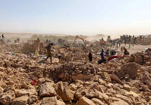 The rubble of a building exemplifies the power of the earthquake that struck near Herat, Afghanistan. 