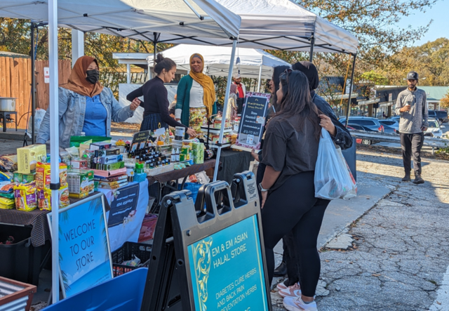 Customers shopping from the EM & EM Asian Halal Market pop-up spent.